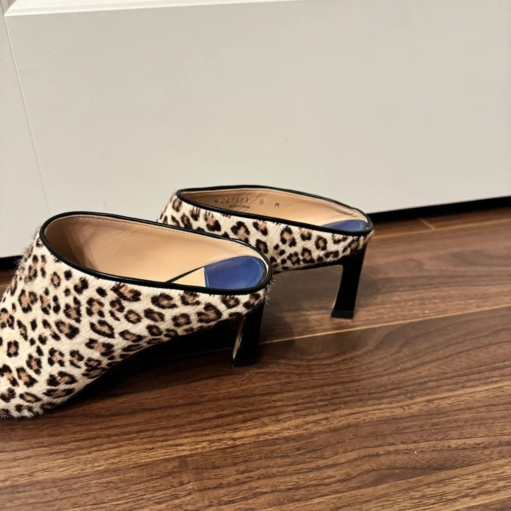 Stuart Weitzman Leopard Print Mules Sz 8 - Picture 4 of 10